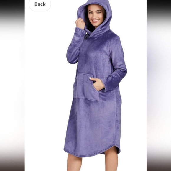 32 Degrees Purple Hooded Sleeplounger Gown Velour Velvet Size Large - Picture 1 of 13